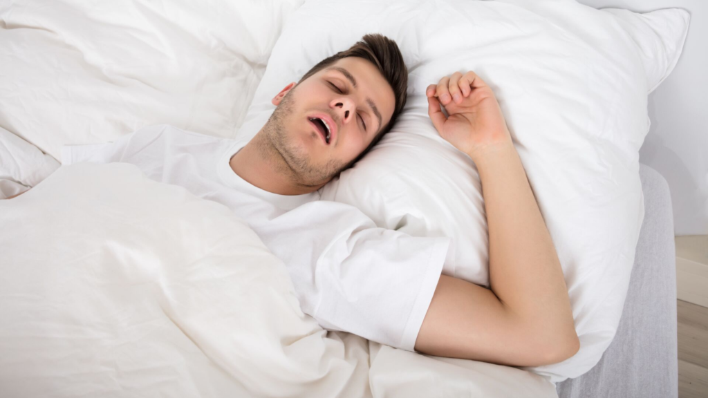 Man snoring with sleep apnea